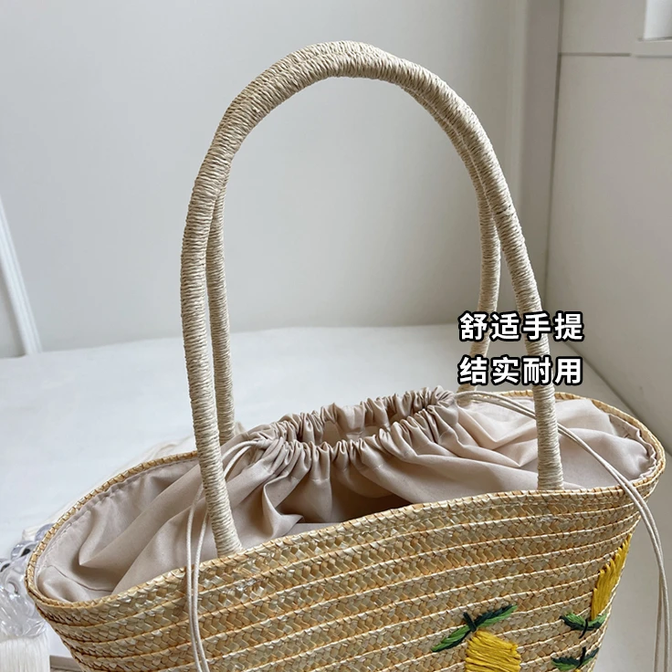 Large Capacity Straw Casual Women Shoulder Bags Fashion Embroidery Weave Ladies Underarm Bag Simple Travel Beach Female Handbag