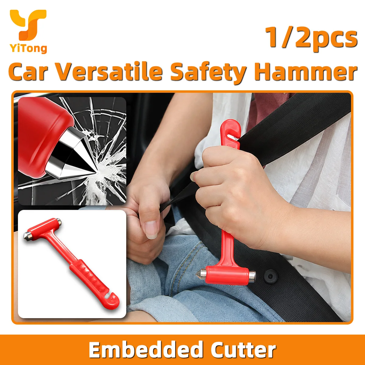 Yitong 2-In-1 Car Safety Escape Hammers Glass Window Breaker Seat Belt Cutter Portable Emergency Rescue Escape Safety Tools