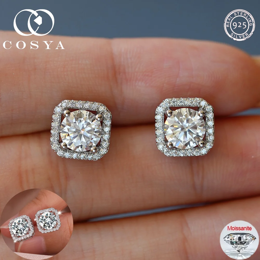 

Серьги-гвоздики COSYA 0,3CT 0,5CT 1CT 2CT с муассанитом S925, серебро 18 карат с покрытием для женщин, свадебный подарок, ювелирные изделия, сертифицированные GRA