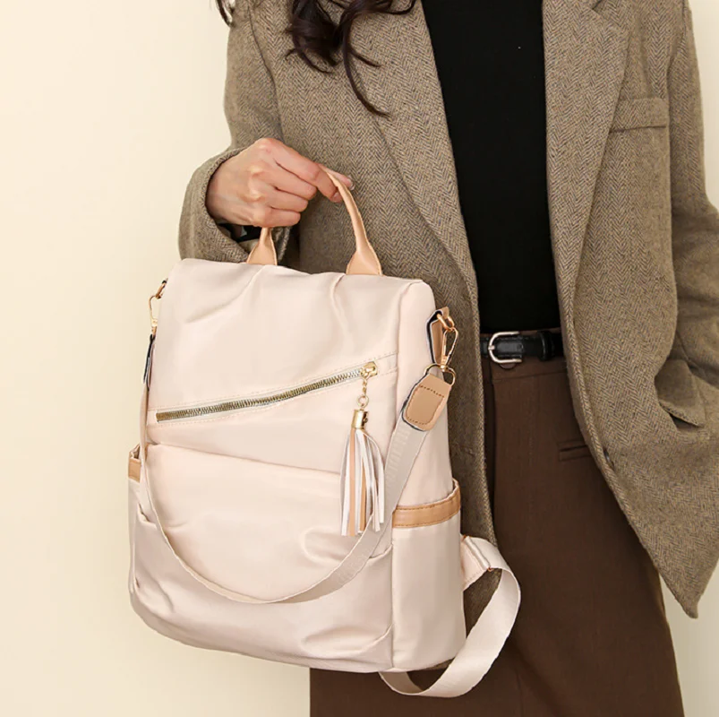 New Women's Fashion Tassels Waterproof Oxford Travel Backpacks High Capacity Shoulder Bags Totes Preppy Style Notebook Schoolbag