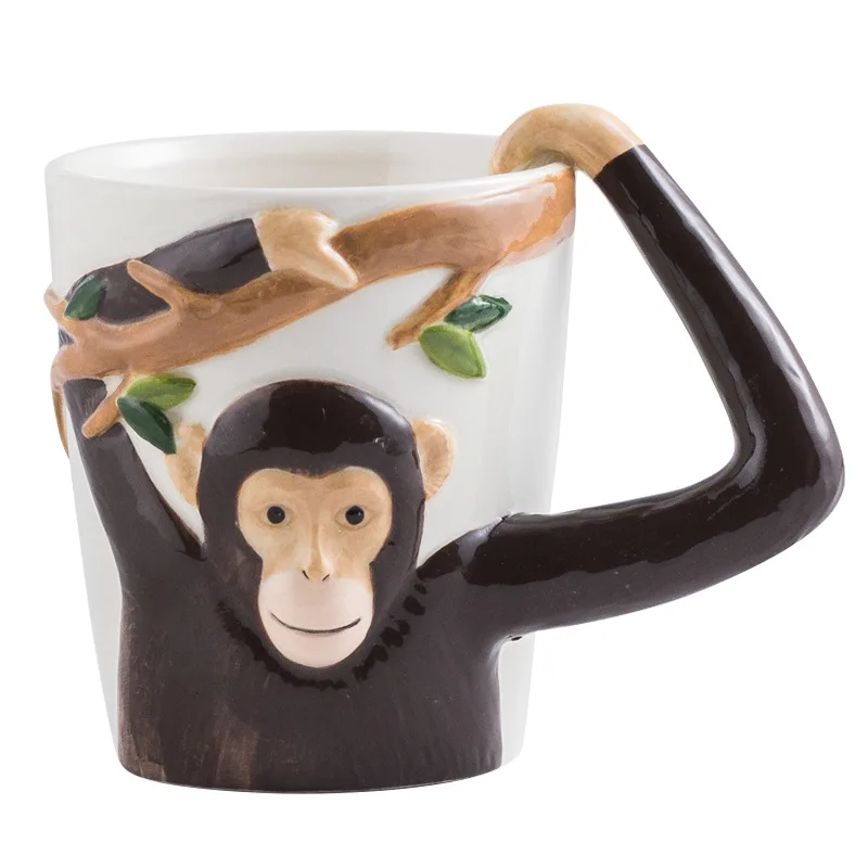 Household 310ml Animal Mug Coffee Mug Children Cartoon Monkey Ceramic Mug  Irregular Cup Living Room Decoration Accessories - AliExpress 15