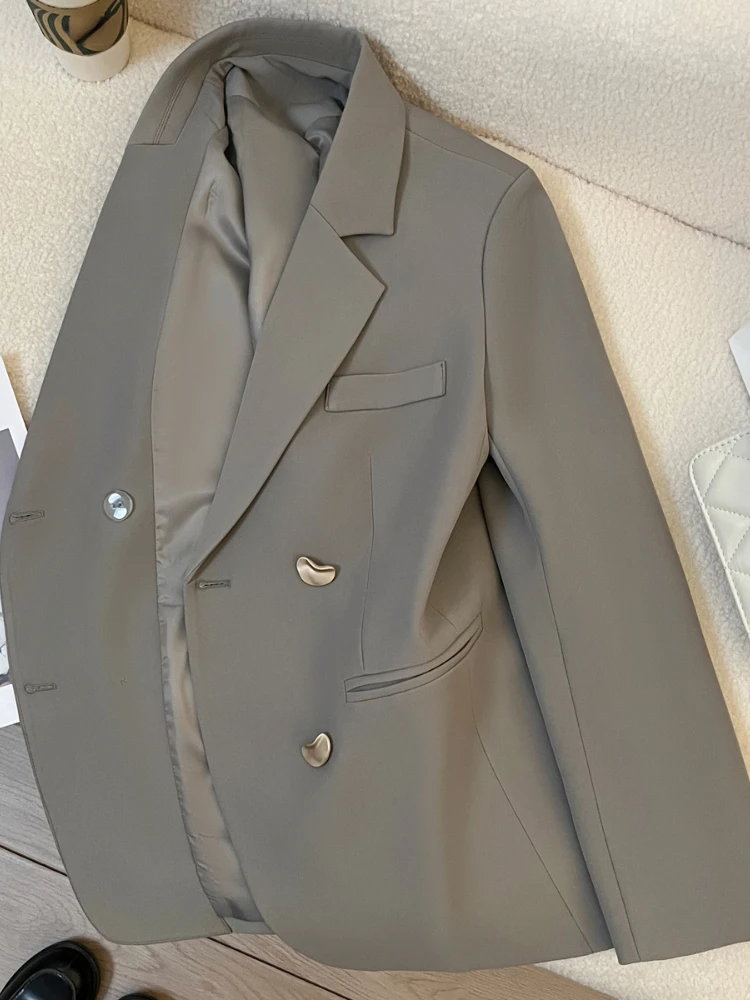 Jaqueta de terno trespassado de negócios para mulheres, blazer feminino, manga comprida, estilo britânico, casacos casuais, escritório, nova moda, outono, 2022