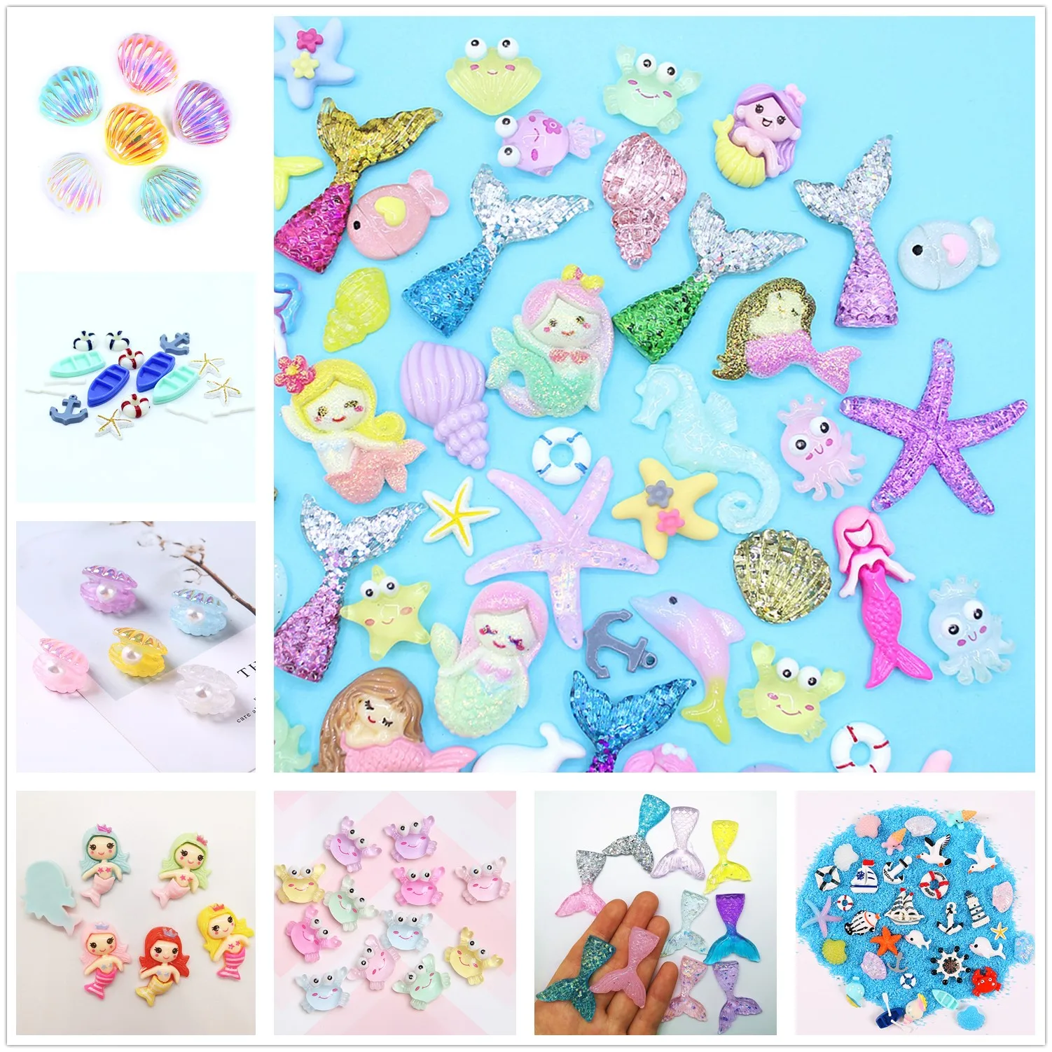 10 Stück Diy Resin Home Decor Kawaii Ocean Charms Serie Shell Pearl DecorCute Phone Case Zubehör – Detail 4
