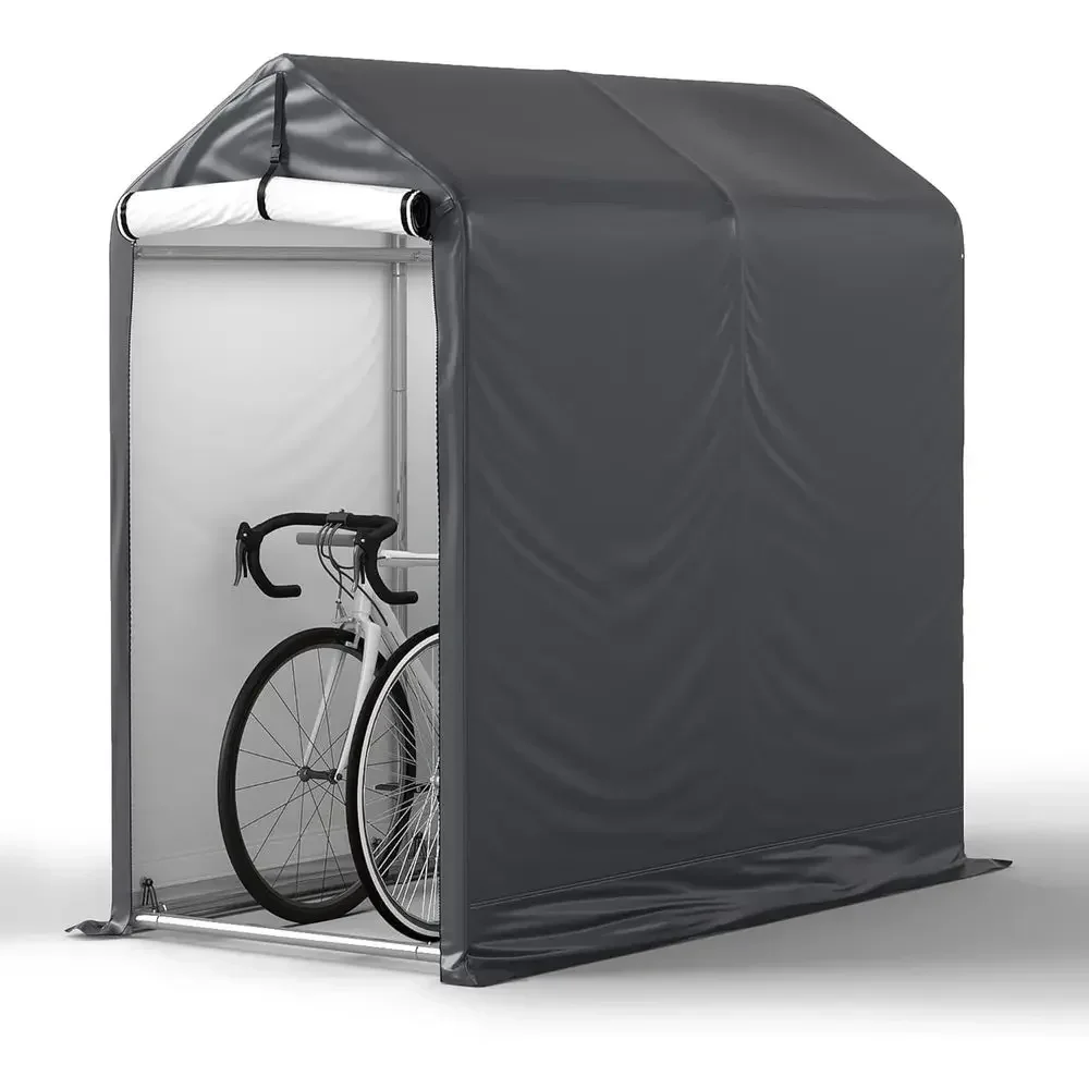 Durable Waterproof Portable Outdoor Storage Shed with Roll-up Door for Motorcycles, Bikes, and Tools in Gray