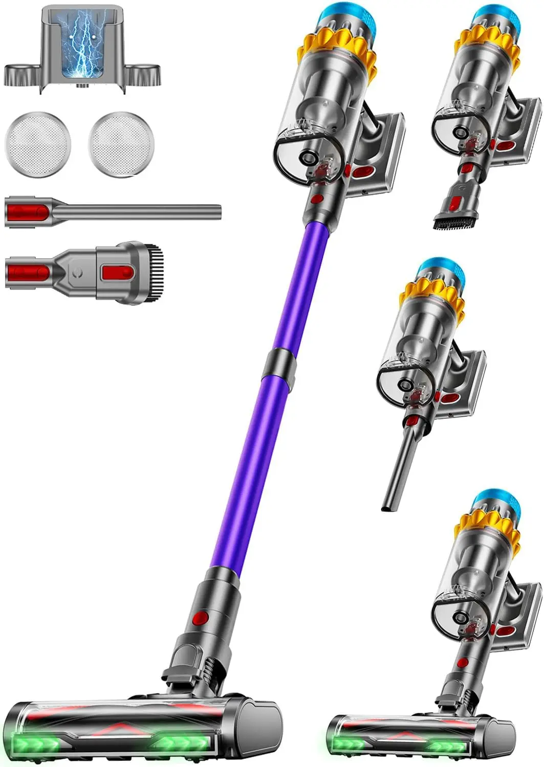 Powerful Cordless Vacuum Cleaner with 650W Motor, 55KPA Suction, 70Min Runtime for Home Pet Hair and Floors