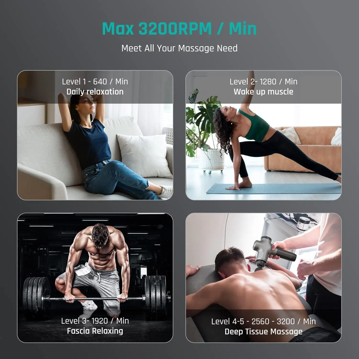 3 Massage Gun, Massage Gun Deep Tissue for Athletes, Professional Muscle Percussion Massage Gun, Massager Gun for Shoulder Leg