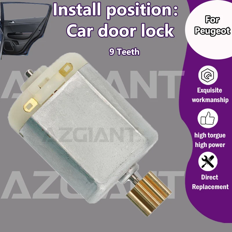 

For Peugeot Partner/106/205/309/405 605 Car FR/FL door lock 12V DC carbon brush 12V DC 9 Teeth gear motor internal spare parts