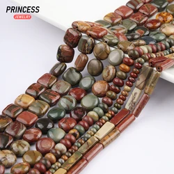 A+ Natural Picasso Jasper Tubular & Rondelle & Square  Beads for Jewelry Making Bracelet Wholesale Stone Beads DIY Accessories