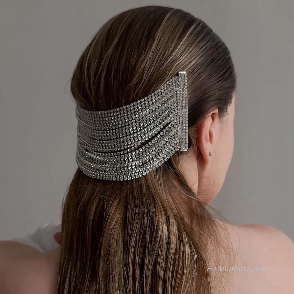 

New Crystal Hair Clips For Brides Women's Sparkling Costume Props Singers' Stage Performance Hair Chains Crown Accessories 2026