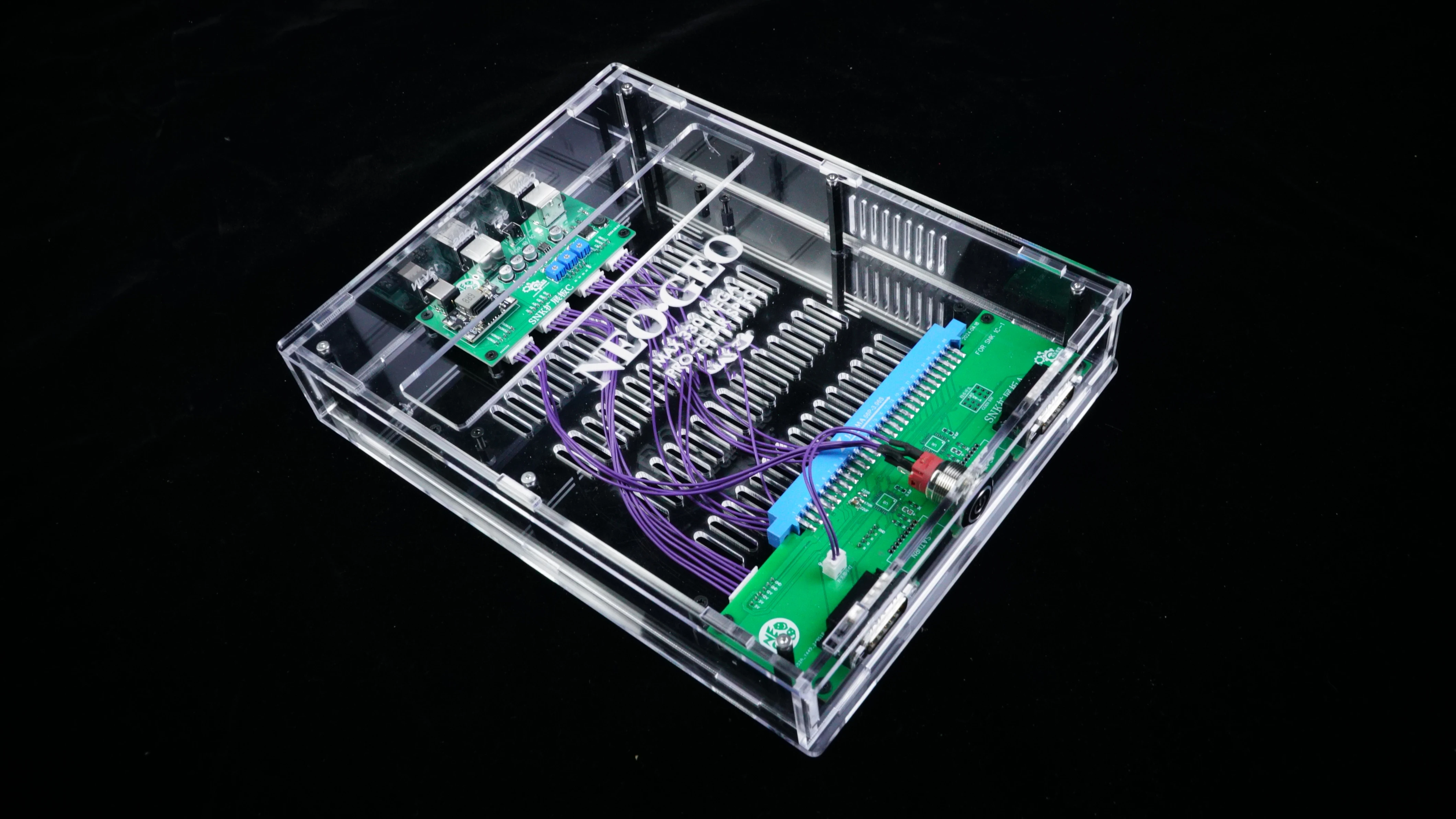 

Transparent NEOGEO MVS 1C Card Reader Mod Kit – High-End Version with DB15 & SS Ports, RGBS/S-Video/AV Outputs, 12V Powered