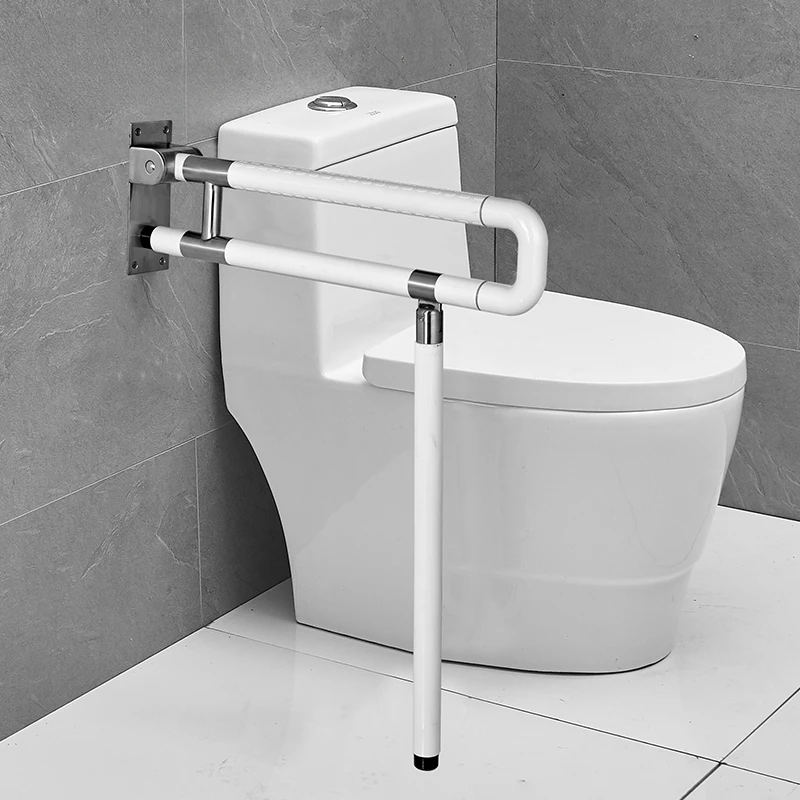 Bathroom Toilet Brush Flip-up Disability Grab Bar Safety Handles