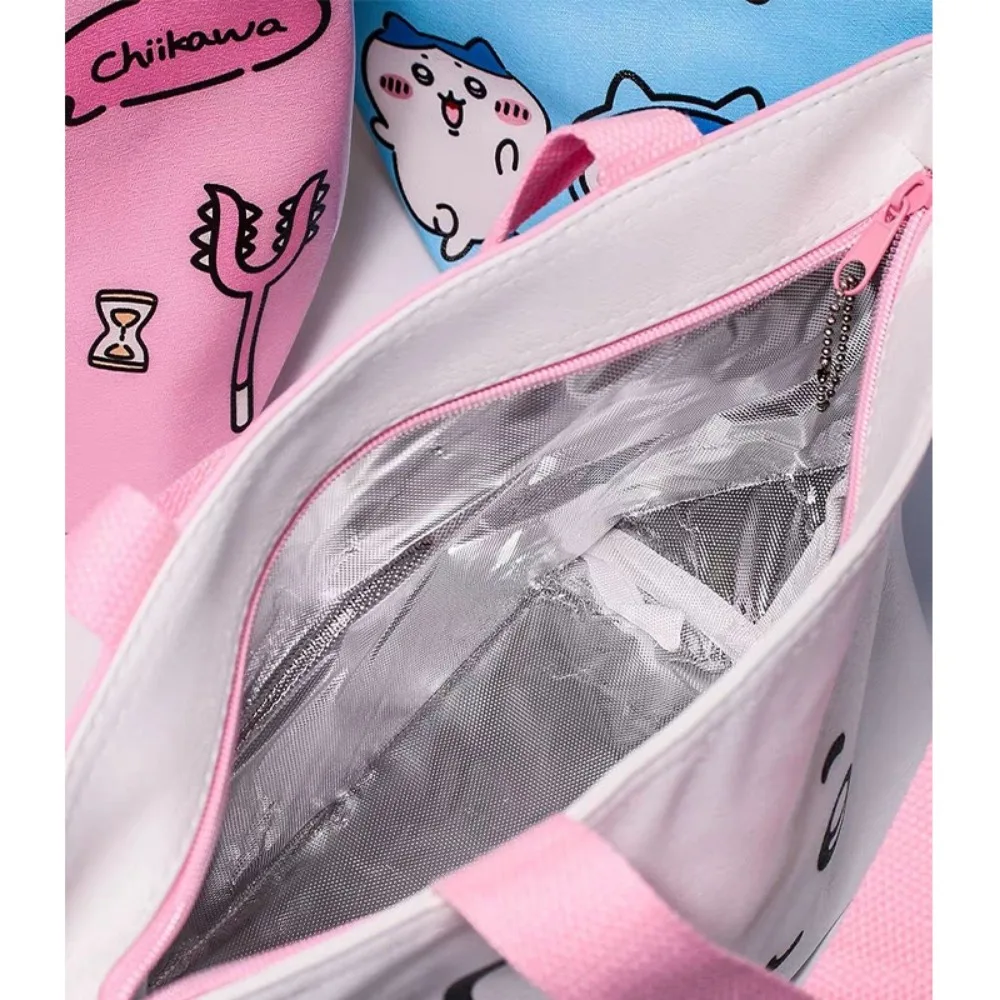 Chiikawa Hachiware Usagi Double-sided Pattern Insulated Lunch Bag Portable Bento Thermal Food Storage Handbag for Students Gift view 6