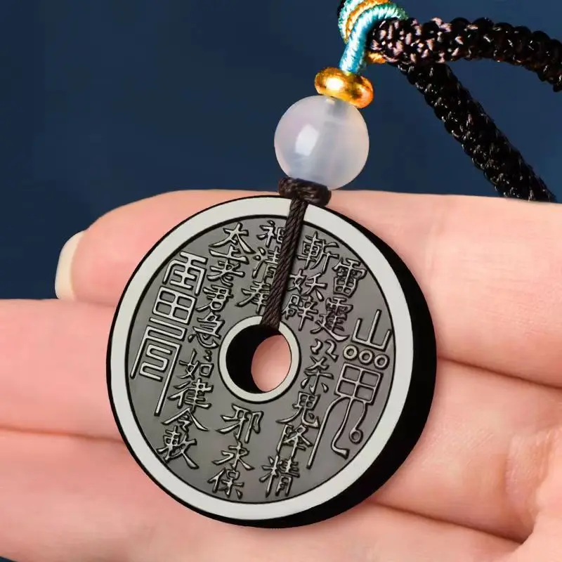 

Natural Nephrite Black Jade Necklace Men Women Fine Jewelry Hetian Jade Chinese Mountain Ghost Spend Money Pendant Necklaces