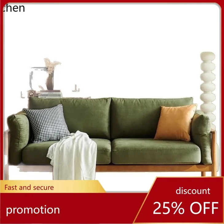 

ZML Solid Wood Fabric Sofa Small Apartment Three-Seater Living Room Simple Modern Small Sofa