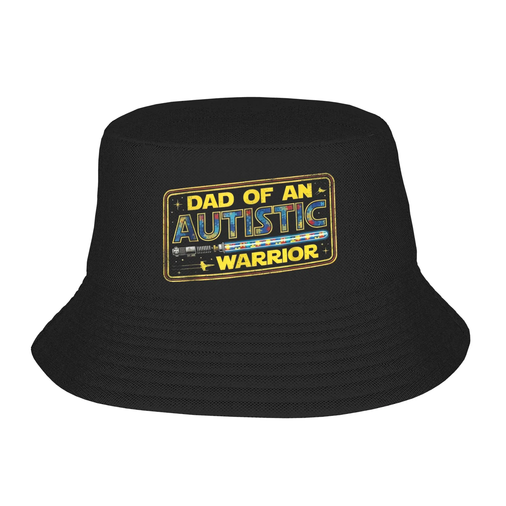 Proud Dad of an Autism Warrior Autistic Awareness Bucket Hat Outdoor Fisherman Caps Couple Casual Fishing Sun Hats Design Cap