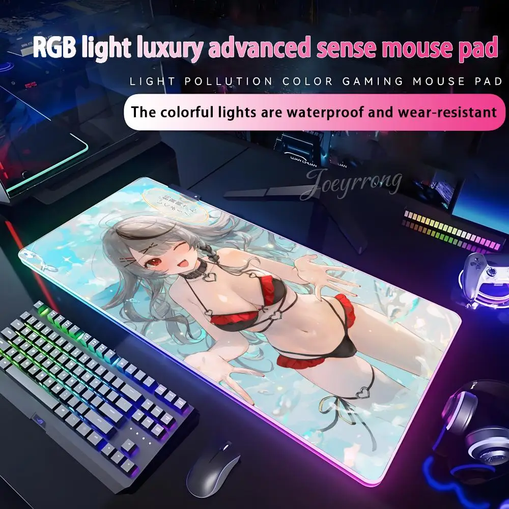 

S-Sakamata Chloe sexy Mouse Pad RGB Extended Gaming Keyboard Seven colors LED Mats Large 1000x500mm XXL Gamer