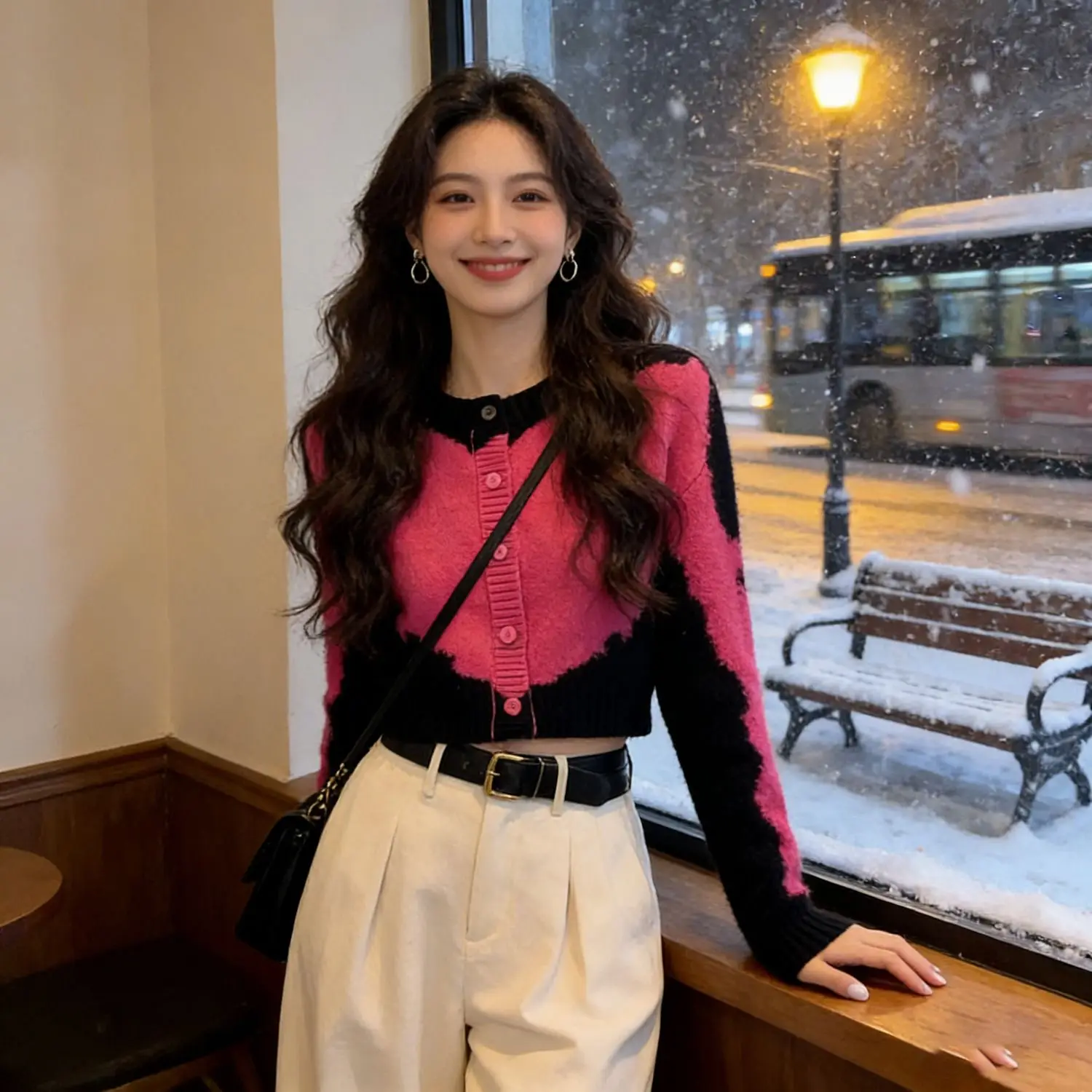 C3622rose red sweater