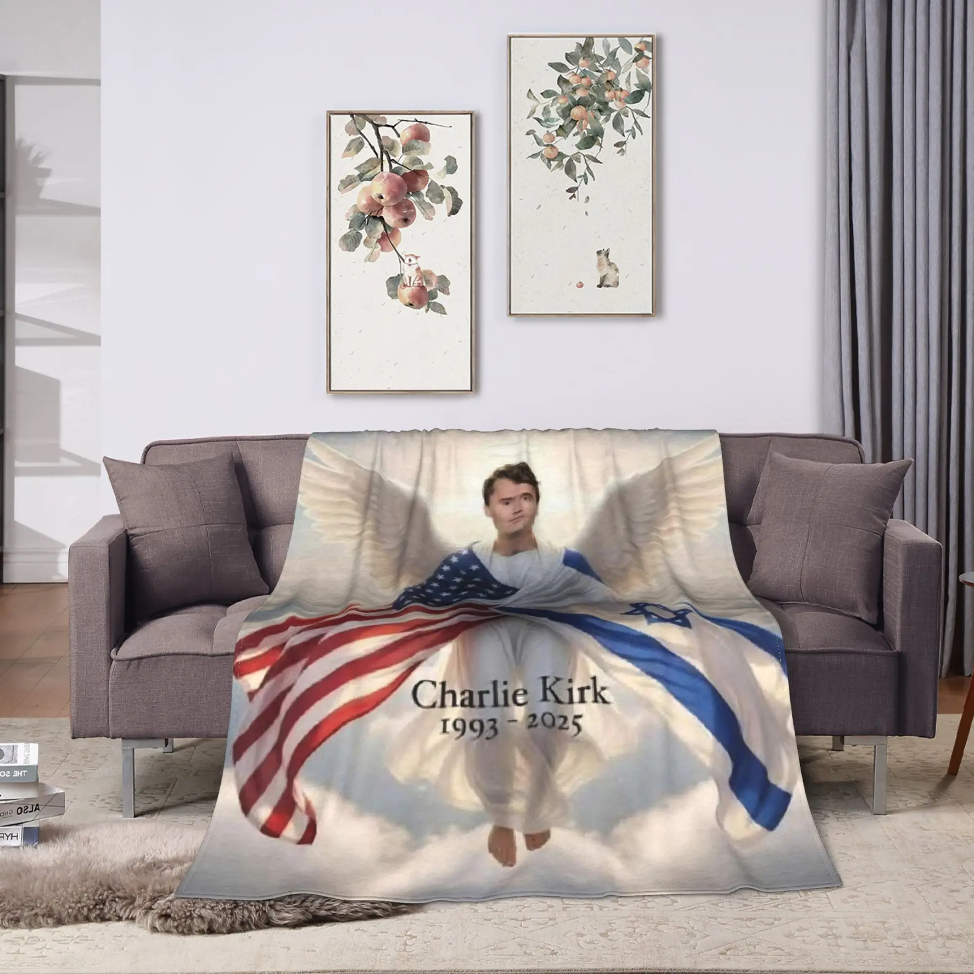 Charlie Kirk Angelic Advocate Flannel Blanket  Super Soft Throw Blanket for Couch Bed Picnic Novelty Bedspread Sofa Bed Cover
