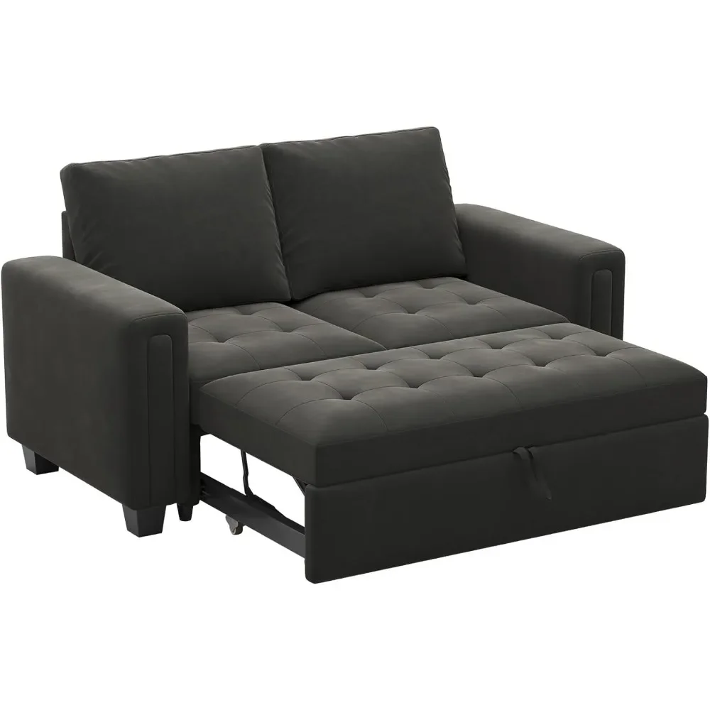 أريكة نوم مقطعية مع سرير أريكة قابل للسحب، أريكة نوم مقسمة بمقعدين، قماش مخملي، سرير أريكة