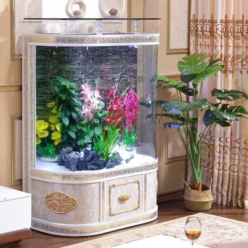 Drainage Medium and Large Wall Floor Aquarium  European Fish Tank Living Room Home Glass One-Click