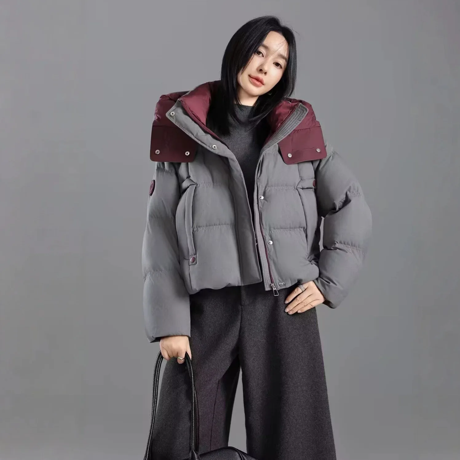 2026 Winter Commute Outwear Tops Winter Down Jacket Women Chic Loose Long Sleeve Casual Zipper Female Coat