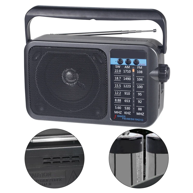 Compact AM/FM Portable Radio with Speakers Battery Powered for Indoor and Outdoor Use Perfect for Camping and Travel