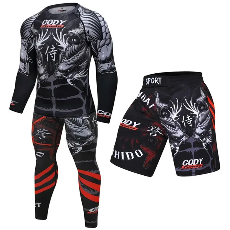 Men Boxing T shirt+Pants MMA Boxing Muay Thai Shorts kickboxing suit Boxeo Fitness Sport suits Jersey Jiu Jitsu T-shirt clothing