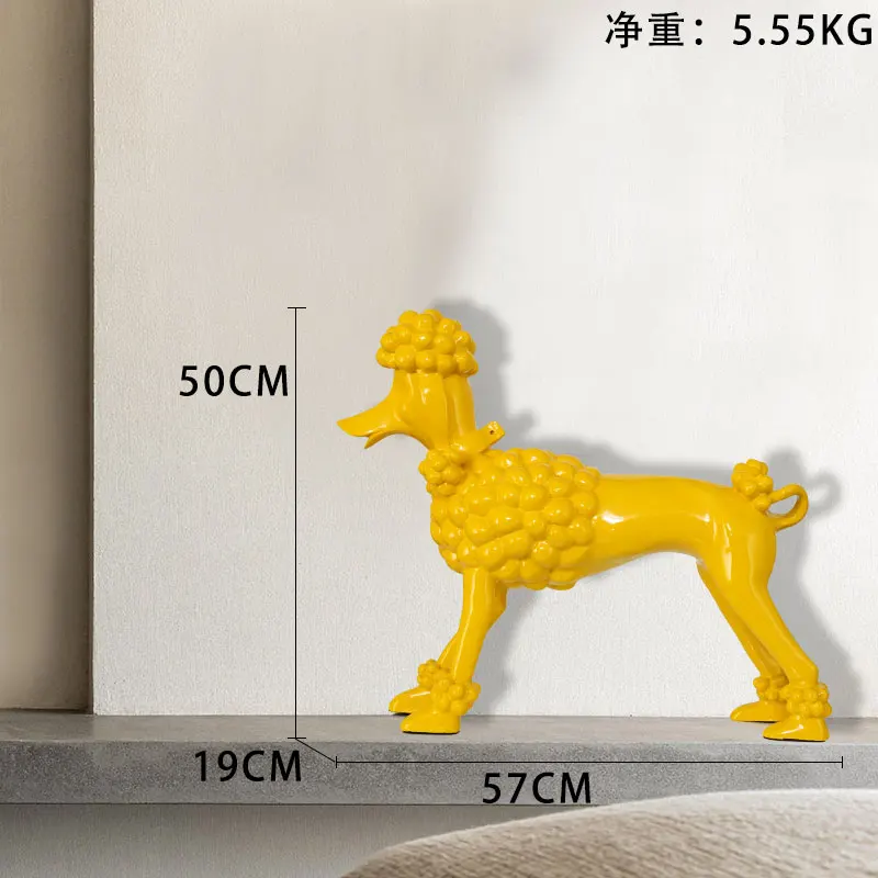 

YY European Creative Poodle Large Wangcai Floor Ornaments Decorative Home Crafts