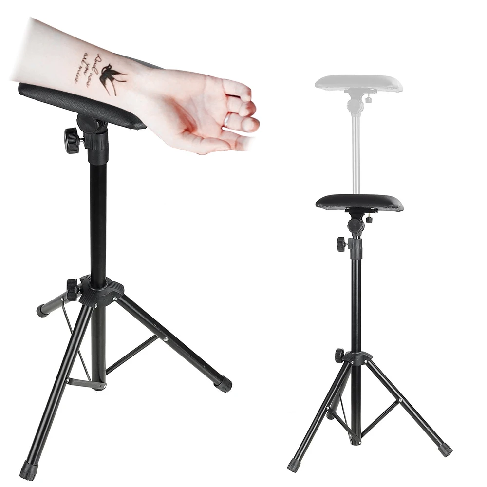 Black Adjustable Tattoo Tripod Stand Sponge Pad Studio Arm Leg Rest Chair