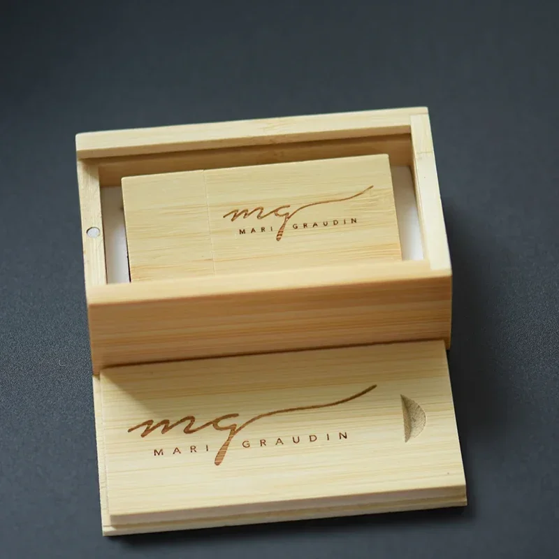 30pcs/lot Flash Drive Usb 2.0 Wooden + Box Pen Drive 4GB 8GB 16GB 32GB 64GB U Disk Free Custom Logo for Photography Wedding Gift