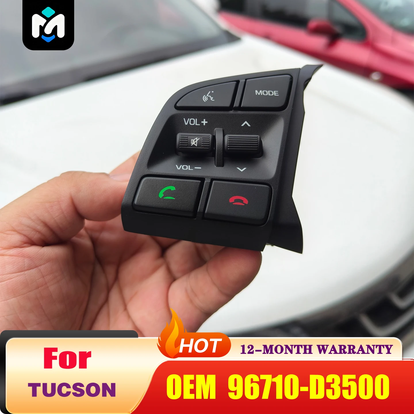 For Hyu-ndai Tucson 2015-2019 Steering Wheel Remote Control Switch Volume Adjust Bluetooth Music Button 96710-D3500