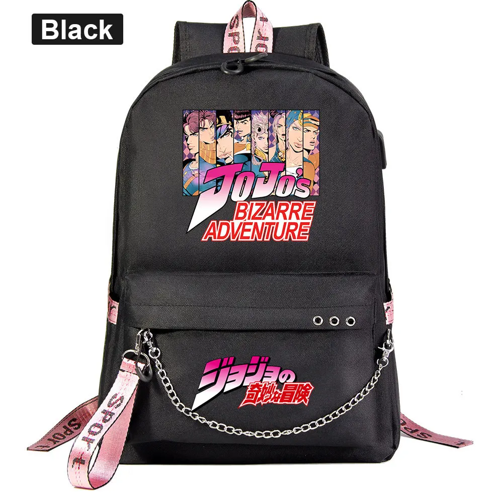 

New JoJo Bizarre Adventure Boys Girls Kids School Book bags Women USB Chain Backpack Canvas Men Bagpack Packsack Bookbag