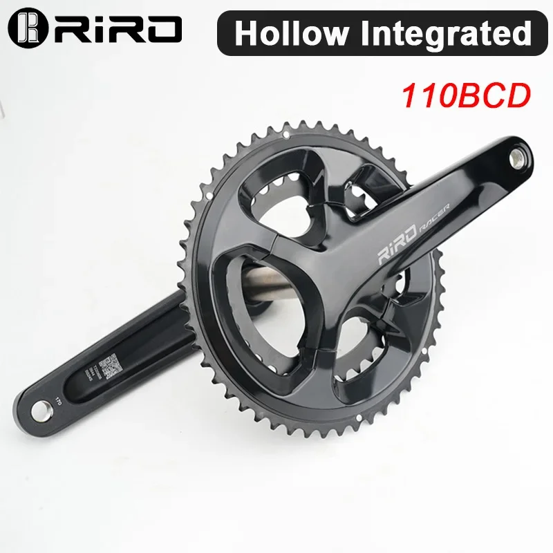 

RIRO Aluminum Alloy Hollow Road Bicycle Crank Set 110BCD Integrated Bike Crankset 50-34T Double Sprocket 11S 12S Cycling Parts