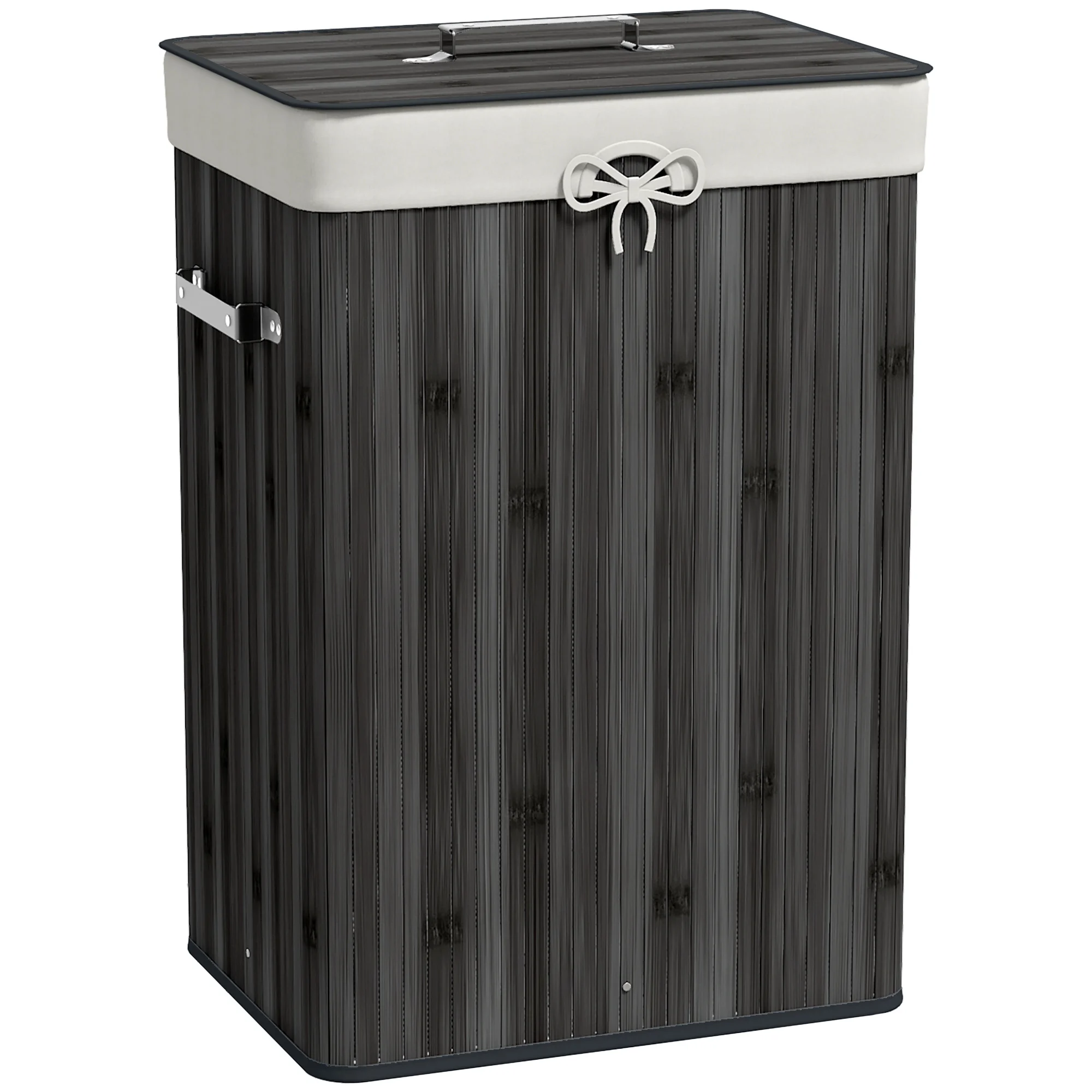 Cesto para la Ropa Sucia Plegable con Tapa Cubo para la Colada Rectangular con Asas 40x30x60 cm Gris Oscuro