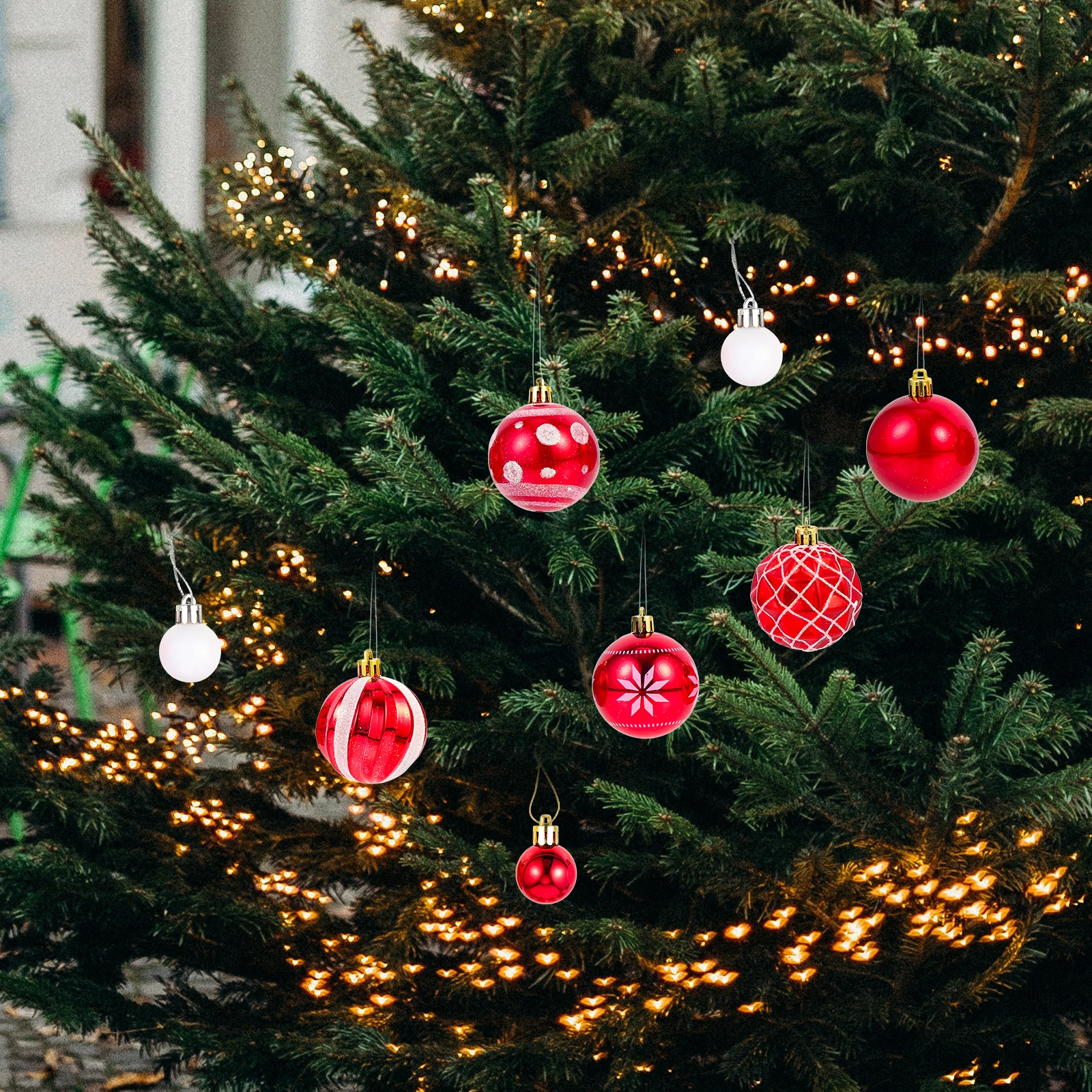 

42Pcs Xmas Pendants Christmas Tree Hanging Lightweight Plastic Ornaments For Holiday Decor