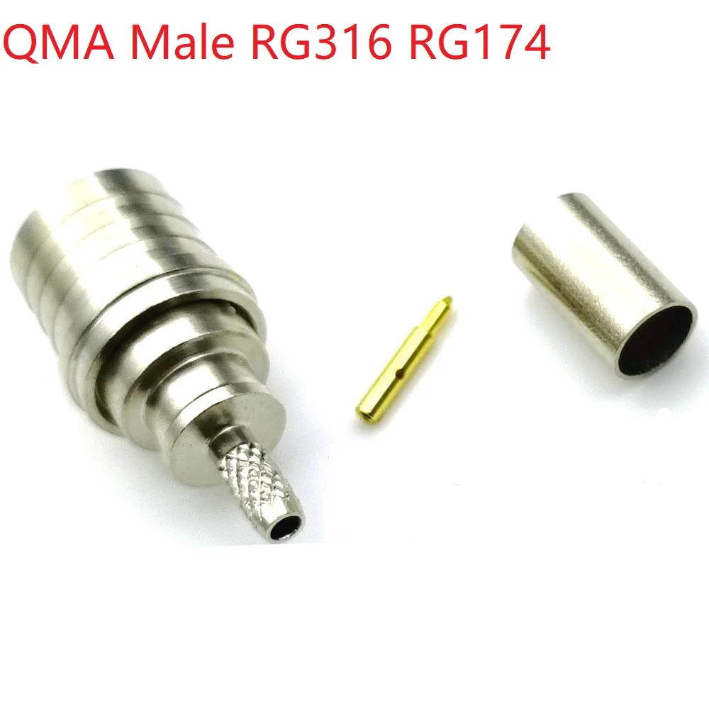 10PCS-100PCS Crimp RF Connector Plug QMA Male Connector For Cable RG174 RG316 RG188 RG188A LMR100 /RG58 RG400 RG142 LMR195