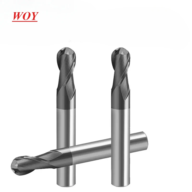 

WOY 1.0mm-12.0mm 11-Piece-Set Tungsten Steel Ball Nose Milling Cutter HRC50 2-Flute Carbide Endmill CNC Machining Tools