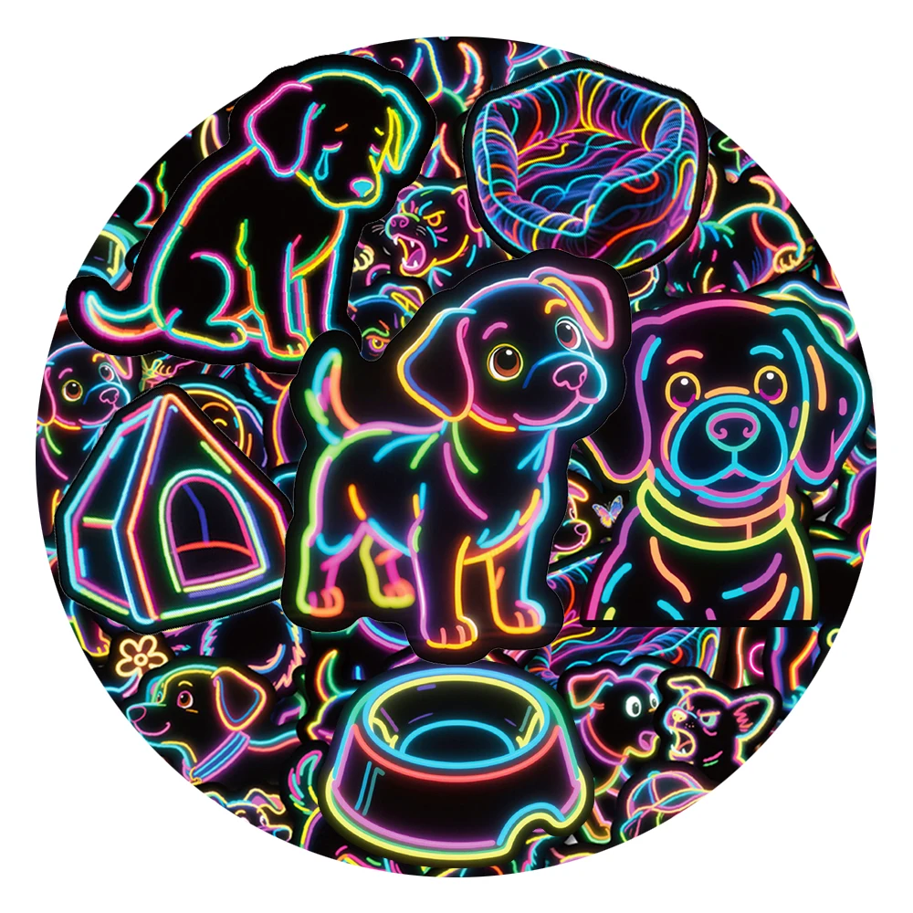

10/30/56pcs Kawaii Creative Neon Dog Graffiti Stickers Funny Cartoon Decals Scrapbook Laptop Phone Cute Sticker Decoration Toys