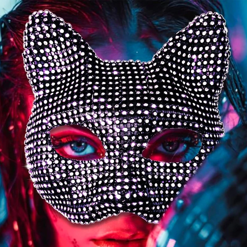 

Halloween Cat Diamond Mask Sexy Half Face Eye Mask Halloween Party Cosplay Lovers Mask Costume Props Male Female Costumes