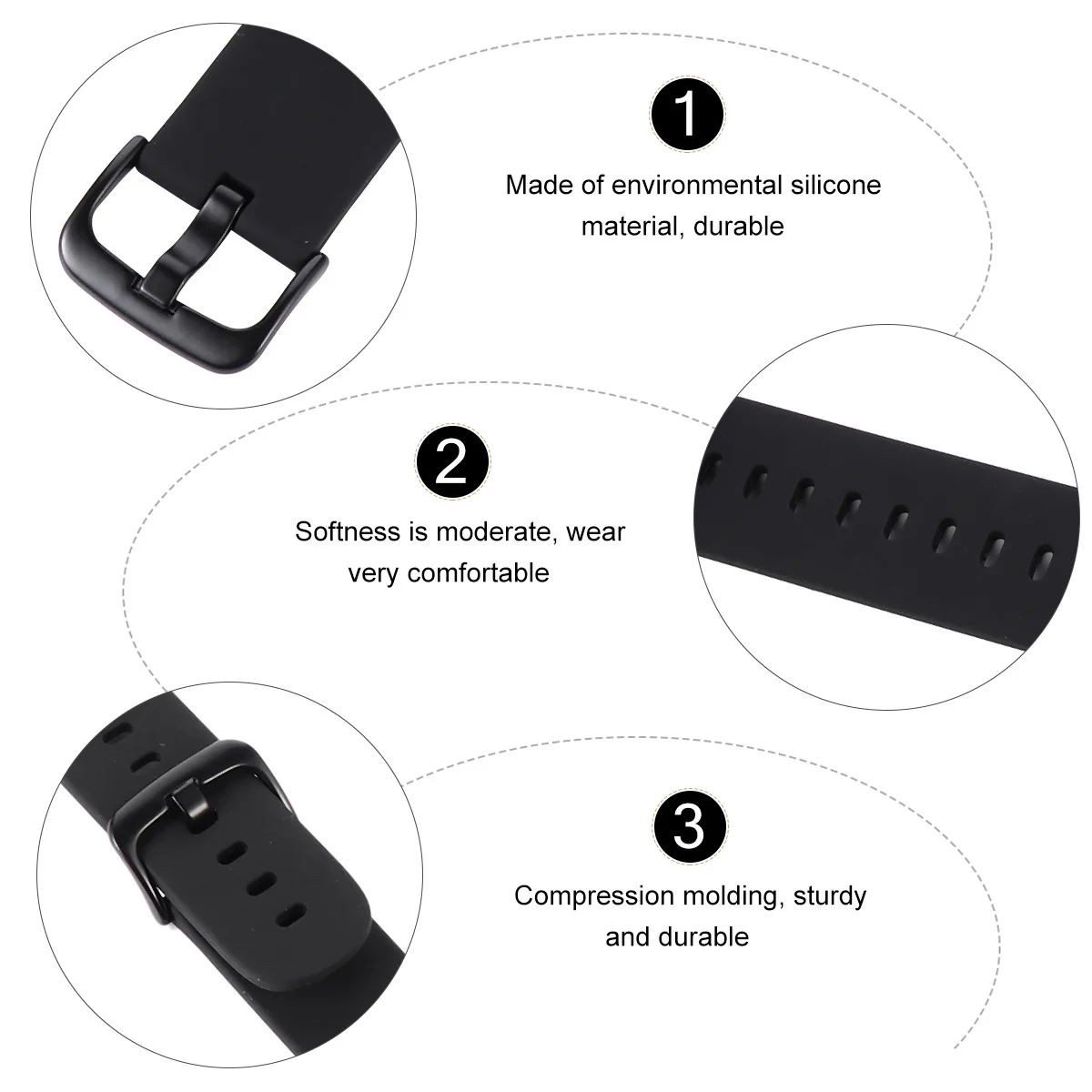 

20Mm Silicone Watch Strap Soft Comfortable Environmental Material Sturdy Compression Molding Fit for Exercise Wristband Birthday