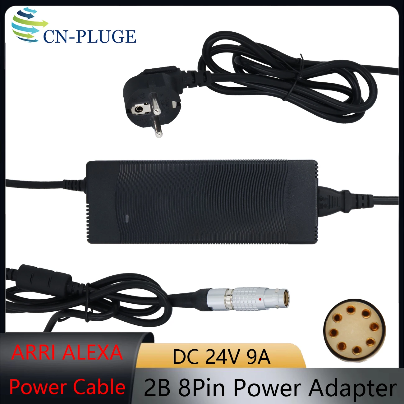 ARRI ALEXA Power Cable Mini, Mini LF/ALEXA 35/Blackmagic URSA CINE Camera 2B 8Pin Female  24V DC Power Adapter 110V-220V