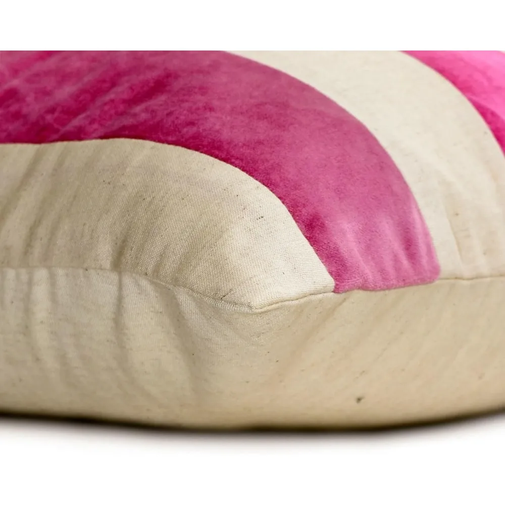 أغطية وسائد مخملية مرقعة، 20 × 20 بوصة، أغطية وسائد تحجب اللون الوردي، مجموعة من 2