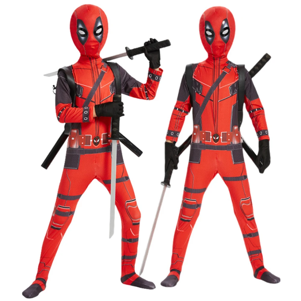 Superhero Deadpool Bodyguard Bodysuit Costume Characters Deadpool Children Tights Dagger Set Halloween Spiderman Cosplay Costume