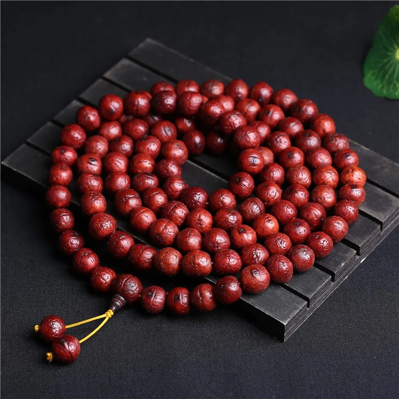 Traditional Chinese Style 14mm Patina Nepalese Phoenix Eye Bodhi 108 Beads Mala Lucky Blessing Wealth Attracting Unisex Meditati