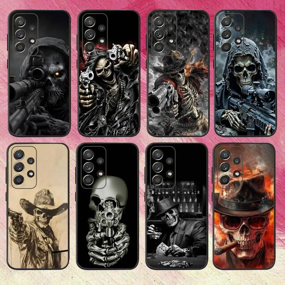 

R-Reaper S-Skull S-Skeleton G-Gun Phone Case For Samsung S25,S24,S21,S22,S23,S30,Ultra,S20,Plus,Fe,Lite,Note,10,9,5G Black Cover