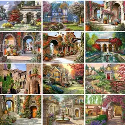 GATYZTORY Paint By Numbers Town Landscape Adults Crafts Coloring By Numbers Diy Gift Wall Decors Garden Counrtyside Handpainted