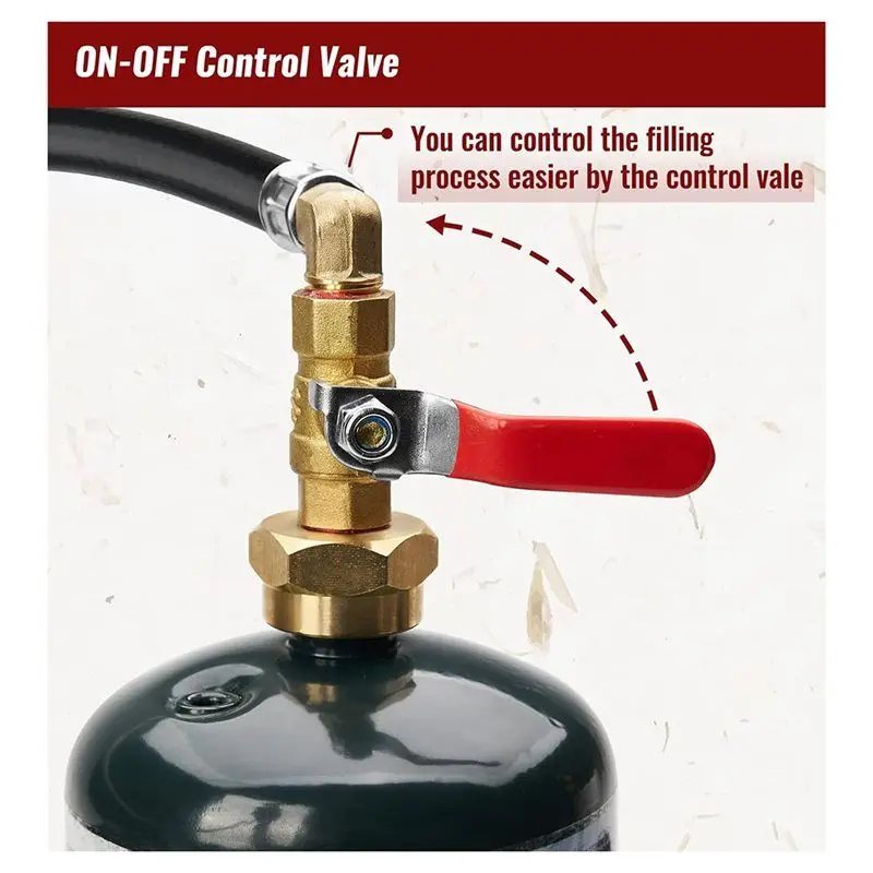-November QCC Propane Refill Adapter Hose With Gauge And On/Off Control Valve-3FT Extended Refill Hose, Filled With 1 Lb