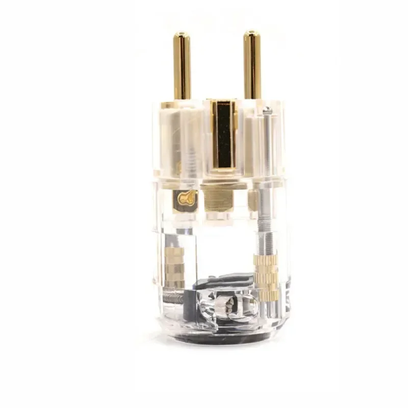 Conectores de enchufes Schuko de alimentación europea IEC, adaptadores de enchufe macho hembra chapados en oro y cobre DIY, conectores de cable de suministro eléctrico de Audio