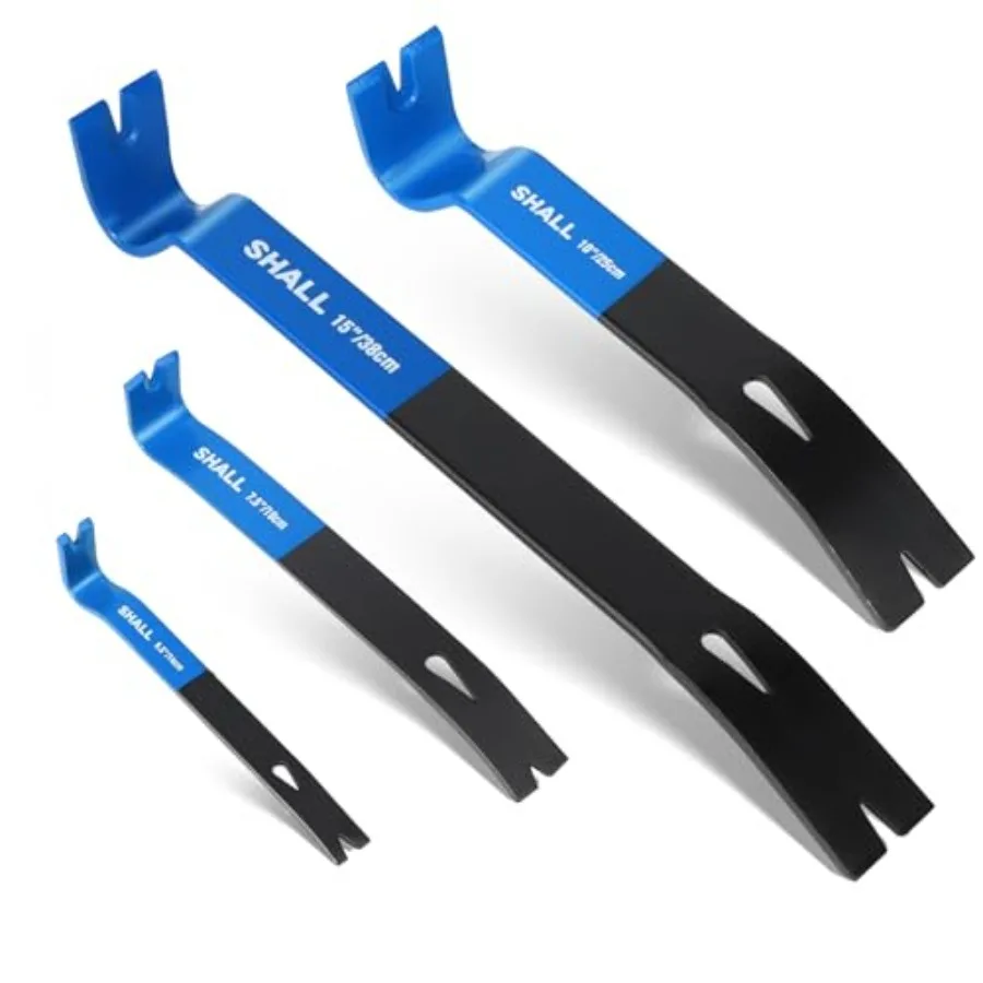 

SHALL 4-Piece Flat Pry Bar Set -15" 10" 7.5" 5.5"- Heavy Duty and Mini Nail Puller Crowbar, Utility Claw Bar, Wonder Bar, High-