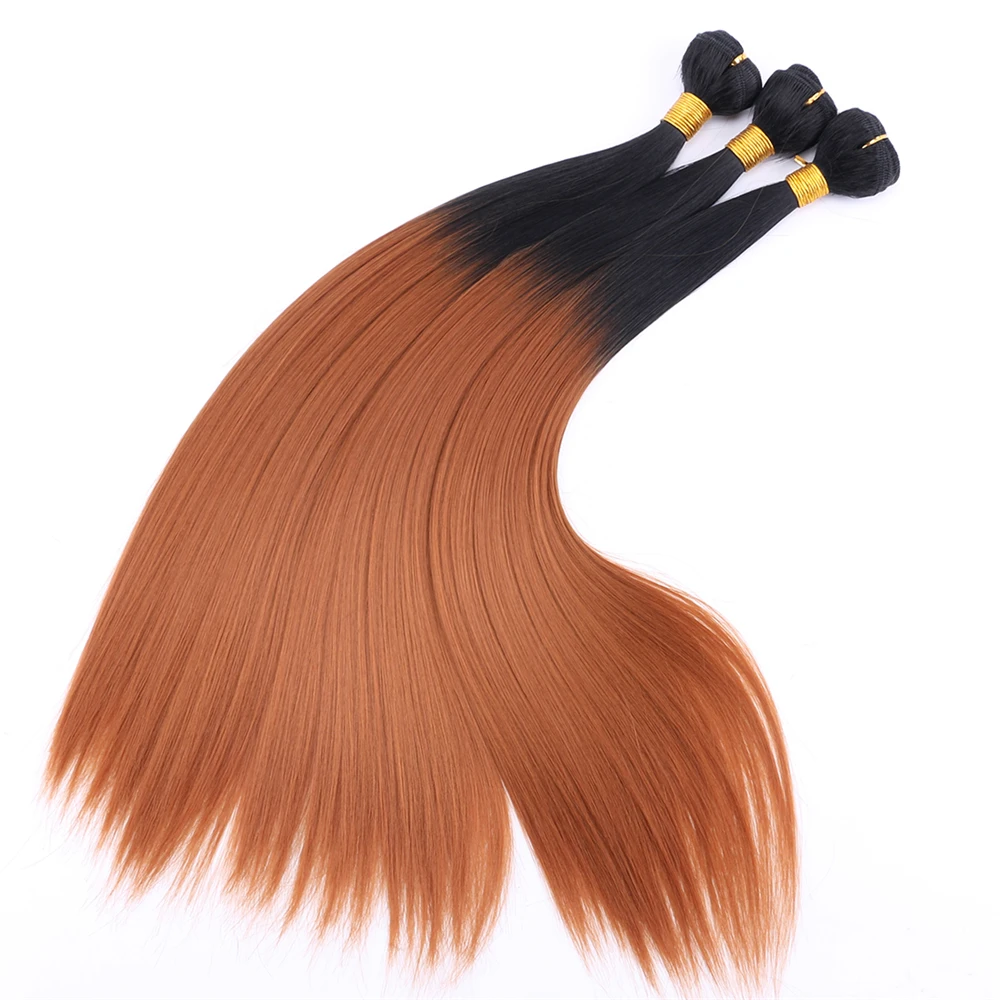 Synthetic Hair Extensions Sliky Straight Hair Bundles 100 gram One Piece Black To Burgundy Red Brown Golden for Women